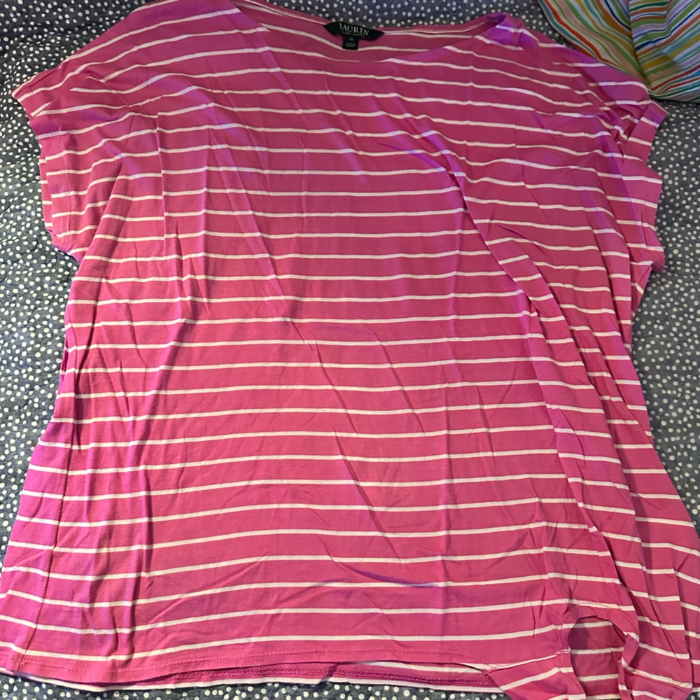 Lauren Ralph Lauren Pink and White Striped Shirt